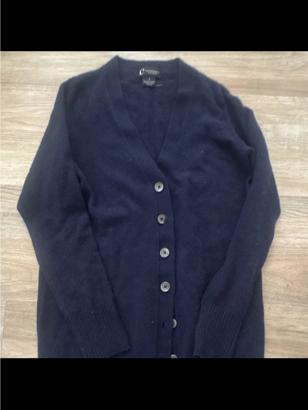 Cashmere Bloomingdale’s Black V-Neck Button Cardigan